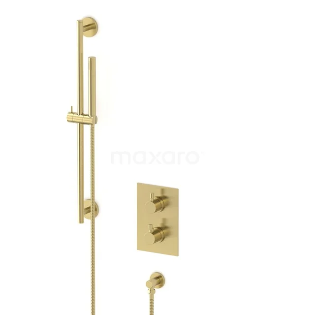 Radius concealed shower mixer set | Light gold Thermostatic mixer with handheld shower 1 position AIL55-00002