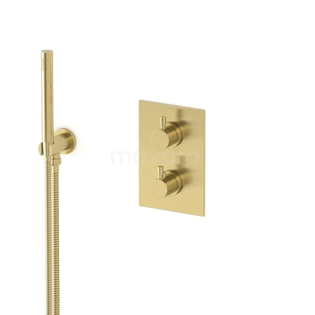 Radius concealed shower mixer set | Light gold Thermostatic mixer with handheld shower 1 position AIL55-00004