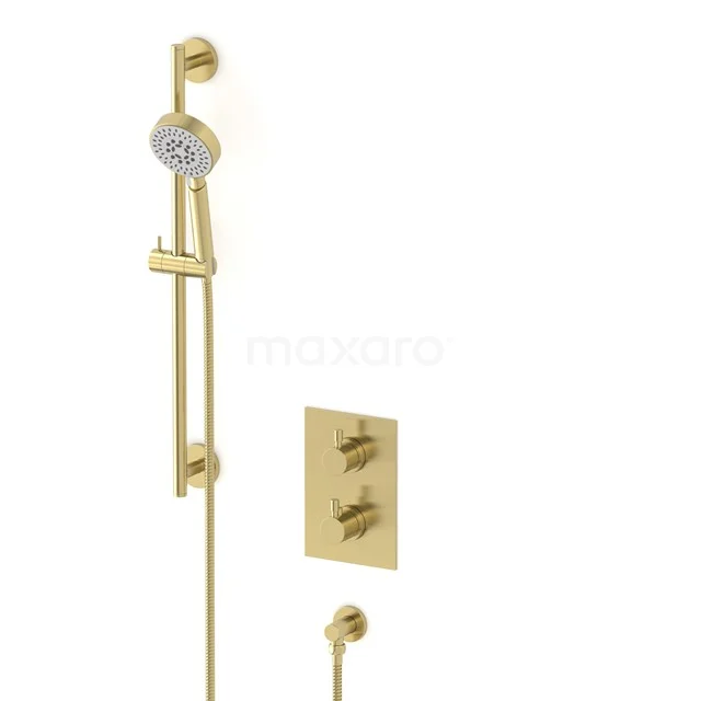 Radius concealed shower mixer set | Light gold Thermostatic mixer with handheld shower 5 positions AIL55-00007