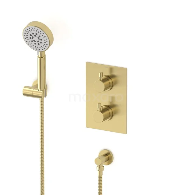 Radius concealed shower mixer set | Light gold Thermostatic mixer with handheld shower 5 positions AIL55-00008