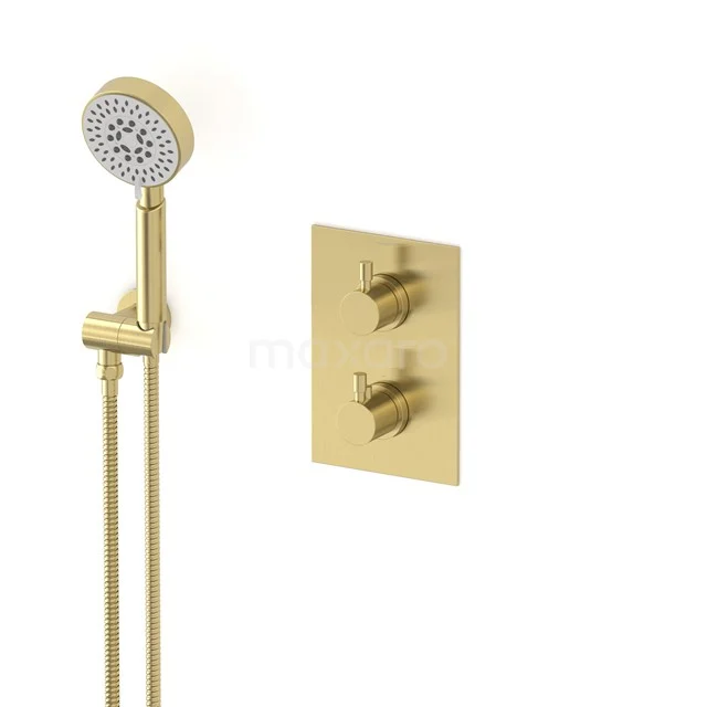 Radius concealed shower mixer set | Light gold Thermostatic mixer with handheld shower 5 positions AIL55-00010