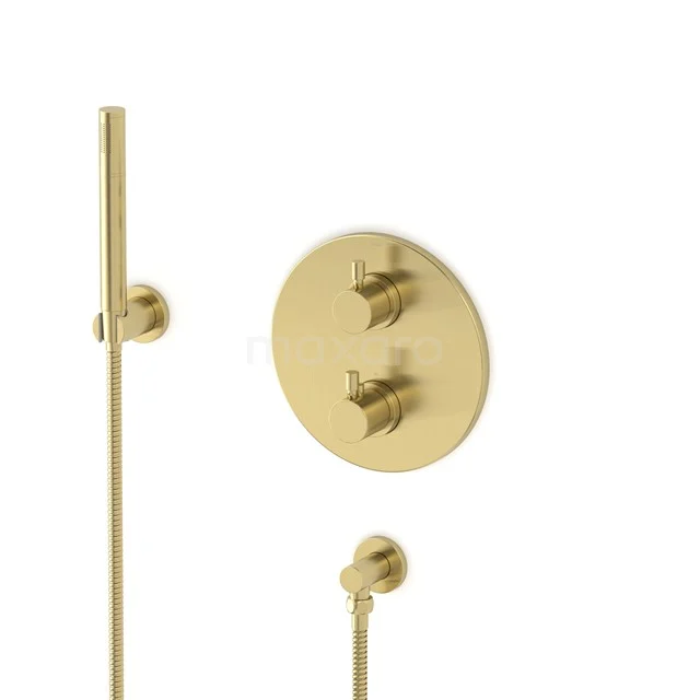 Radius concealed shower mixer set | Light gold Thermostatic mixer with handheld shower 1 position AIL55-00011