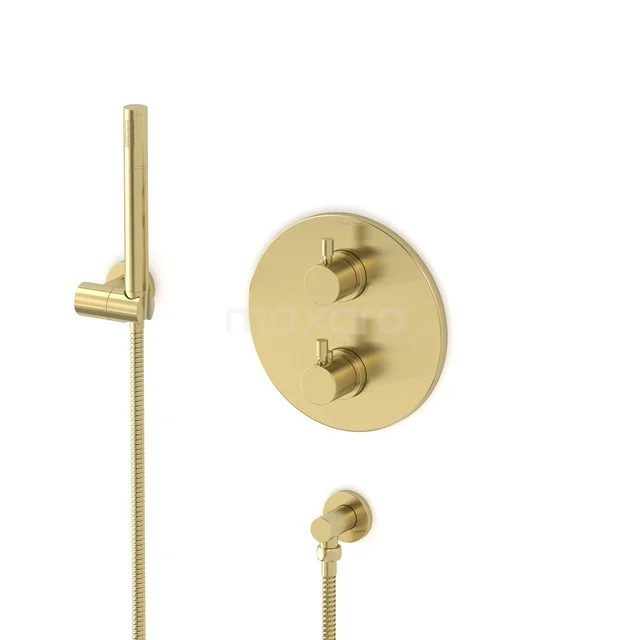 Radius concealed shower mixer set | Light gold Thermostatic mixer with handheld shower 1 position AIL55-00013