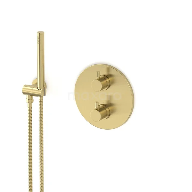 Radius concealed shower mixer set | Light gold Thermostatic mixer with handheld shower 1 position AIL55-00015