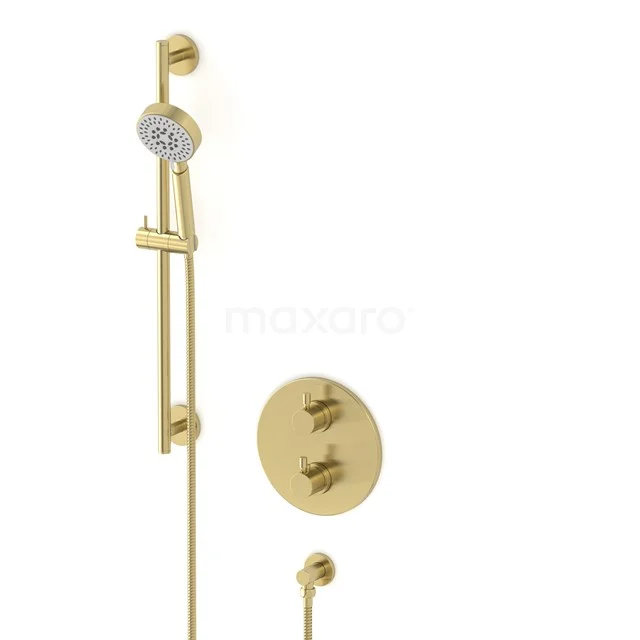 Radius concealed shower mixer set | Light gold Thermostatic mixer with handheld shower 5 positions AIL55-00017