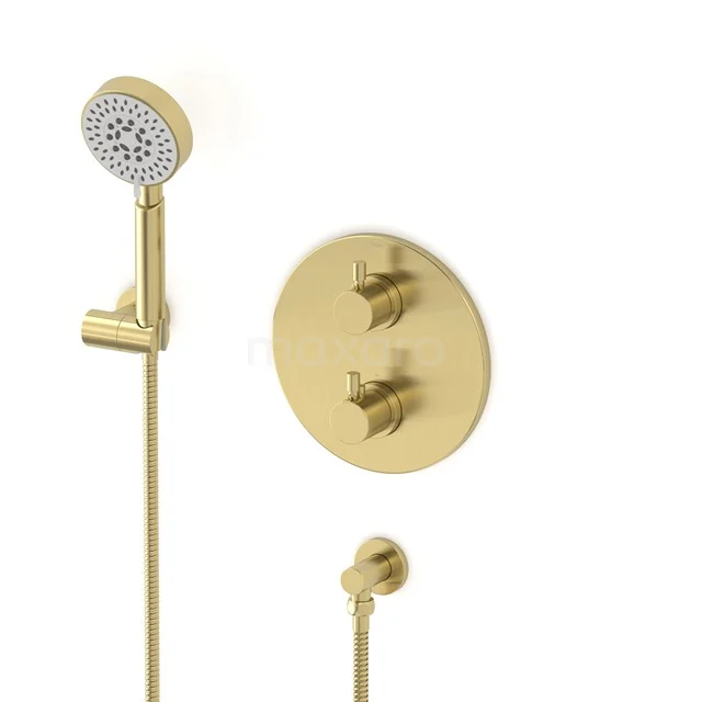 Radius concealed shower mixer set | Light gold Thermostatic mixer with handheld shower 5 positions AIL55-00018