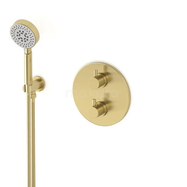 Radius concealed shower mixer set | Light gold Thermostatic mixer with handheld shower 5 positions AIL55-00019