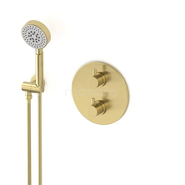 Radius concealed shower mixer set | Light gold Thermostatic mixer with handheld shower 5 positions AIL55-00020