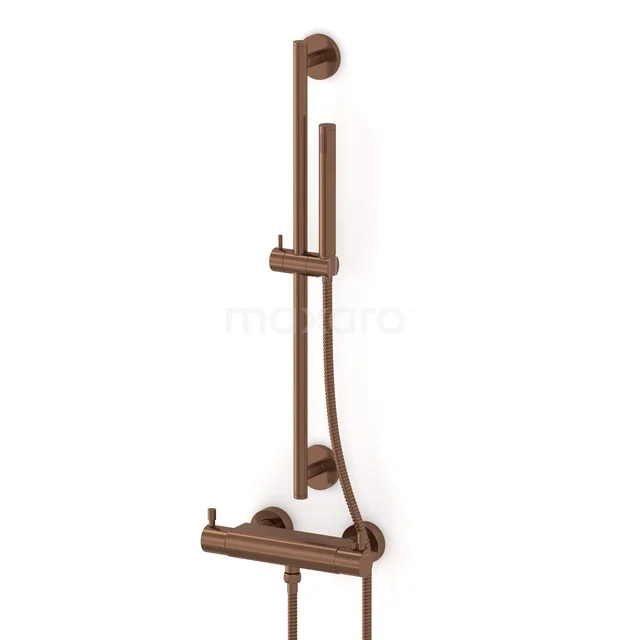 Radius exposed shower mixer set | Copper Thermostatic mixer with handheld shower 1 position AOK55-00001
