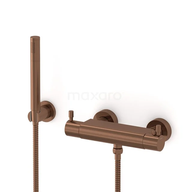 Radius exposed shower mixer set | Copper Thermostatic mixer with handheld shower 1 position AOK55-00003