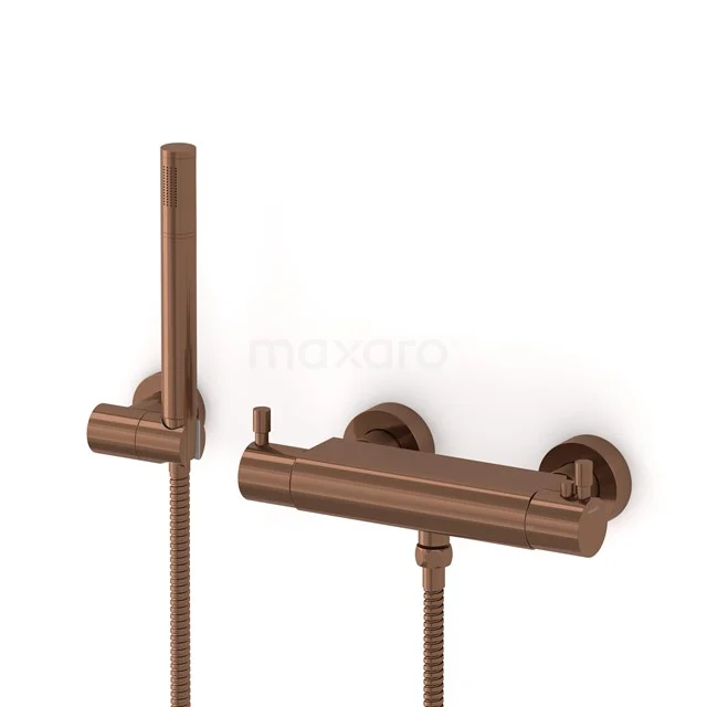 Radius exposed shower mixer set | Copper Thermostatic mixer with handheld shower 1 position AOK55-00004