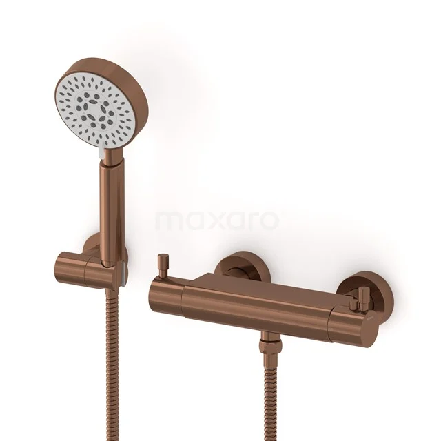 Radius exposed shower mixer set | Copper Thermostatic mixer with handheld shower 5 positions AOK55-00006