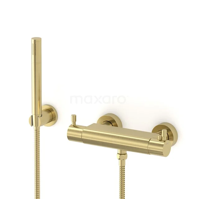 Radius exposed shower mixer set | Light gold Thermostatic mixer with handheld shower 1 position AOL55-00003