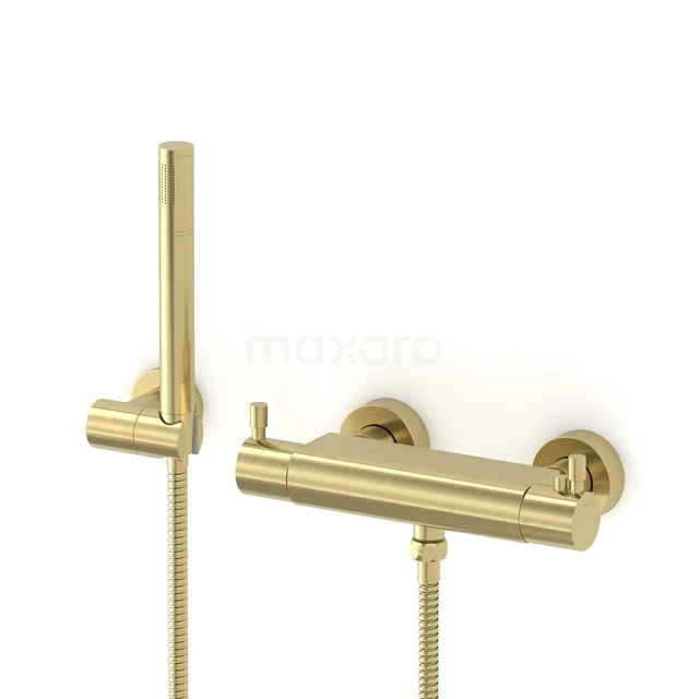 Radius exposed shower mixer set | Light gold Thermostatic mixer with handheld shower 1 position AOL55-00004