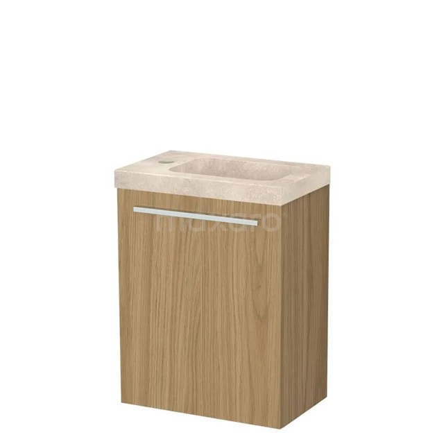 Modulo Pico WC-Möbel mit Waschbecken | 40 cm Naturfurnier glatte Front Naturstein TMW10-00765