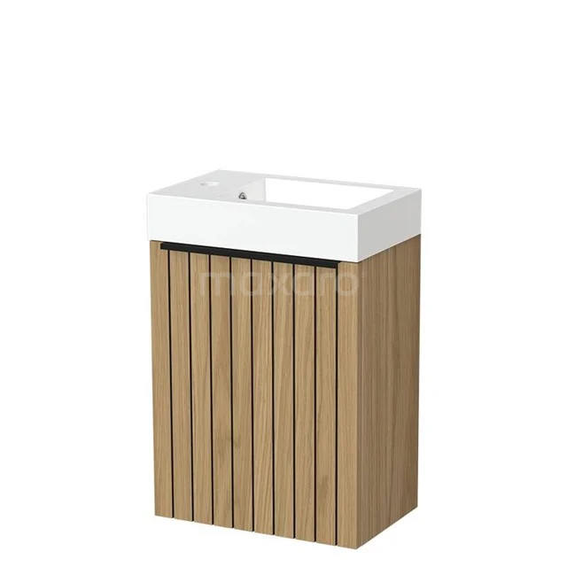 Modulo Pico Toilet furniture with basin | 40 cm Natural veneer Strip fronts Mineral marble TMW10-00769
