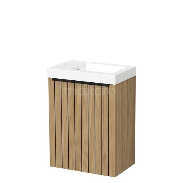 Modulo Pico Toilet furniture with basin | 40 cm Natural veneer Strip fronts Mineral marble TMW10-00770