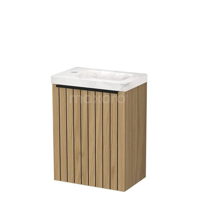 Modulo Pico WC-Möbel mit Waschbecken | 40 cm Naturfurnier Leistenfront Naturstein TMW10-00775