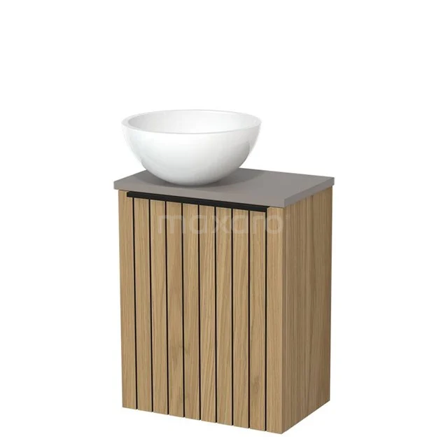WC-Möbel mit Aufsatzwaschbecken | 41 cm Naturfurnier Leistenfront Glänzend weiß Mineralguss Aufsatzwaschbecken Taupe Platte TMK10-16030 WC-Möbel mit Aufsatzwaschbecken | 41 cm Naturfurnier Leistenfront Glänzend weiß Mineralguss Aufsatzwaschbecken Taupe Platte TMK10-16030