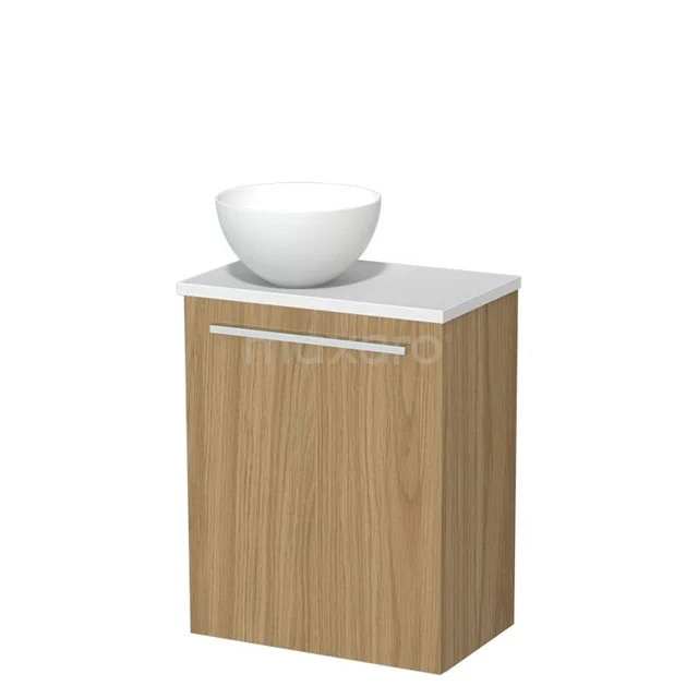 WC-Möbel mit Aufsatzwaschbecken | 41 cm Naturfurnier Glatte Front Matt Weiß Solid Surface Aufsatzwaschbecken Platte Matt Weiß TMK10-16063 WC-Möbel mit Aufsatzwaschbecken | 41 cm Naturfurnier Glatte Front Matt Weiß Solid Surface Aufsatzwaschbecken Platte Matt Weiß TMK10-16063
