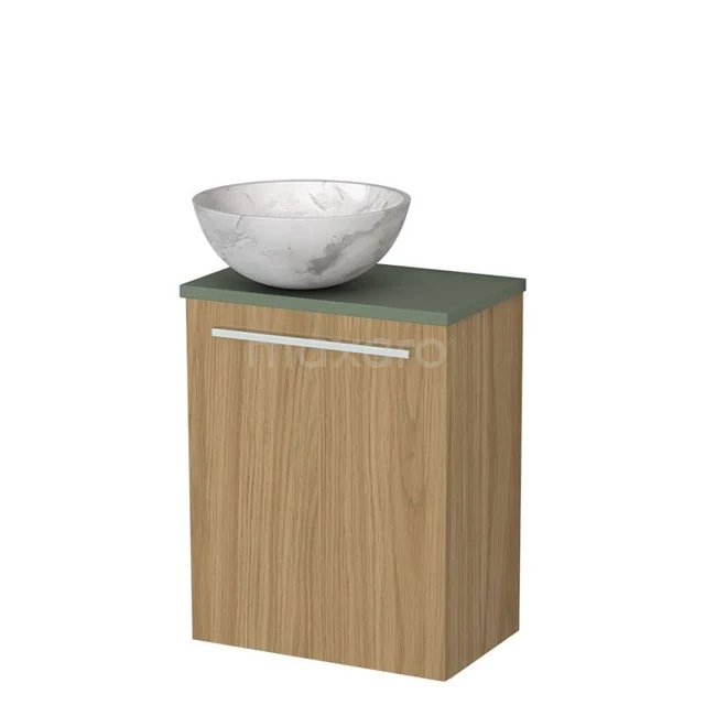 WC-Möbel mit Aufsatzwaschbecken | 41 cm Naturfurnier glatte Front Weißer Marmor Aufsatzwaschbecken aus Naturstein Salbeigrün TMK10-16086 WC-Möbel mit Aufsatzwaschbecken | 41 cm Naturfurnier glatte Front Weißer Marmor Aufsatzwaschbecken aus Naturstein Salbeigrün TMK10-16086
