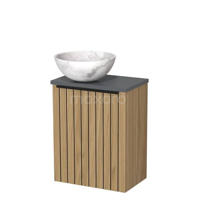 WC-Möbel mit Aufsatzwaschbecken | 41 cm Naturfurnier Leistenfront Weißer Marmor Naturstein-Aufsatzwaschbecken Dunkelgrau Platte TMK10-16094 WC-Möbel mit Aufsatzwaschbecken | 41 cm Naturfurnier Leistenfront Weißer Marmor Naturstein-Aufsatzwaschbecken Dunkelgrau Platte TMK10-16094
