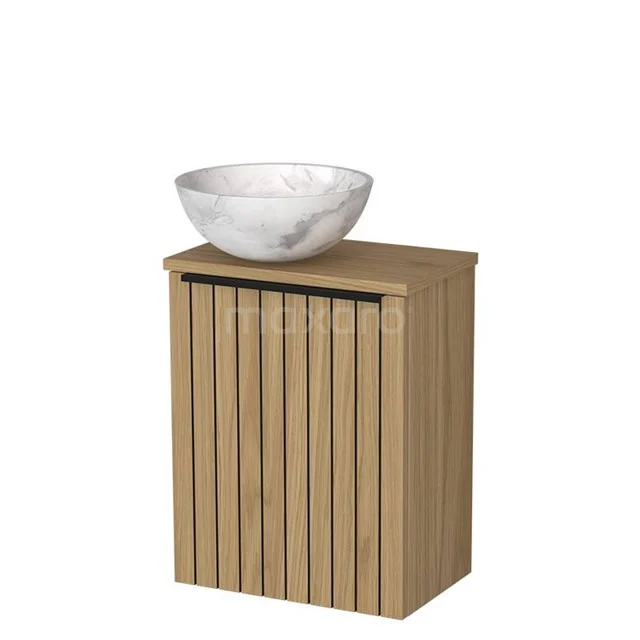 Toilet furniture with wash basin | 41 cm Natural veneer Strip front White marble Natural stone countertop wash basins Natural stone worktop Natural veneer worktop TMK10-16219