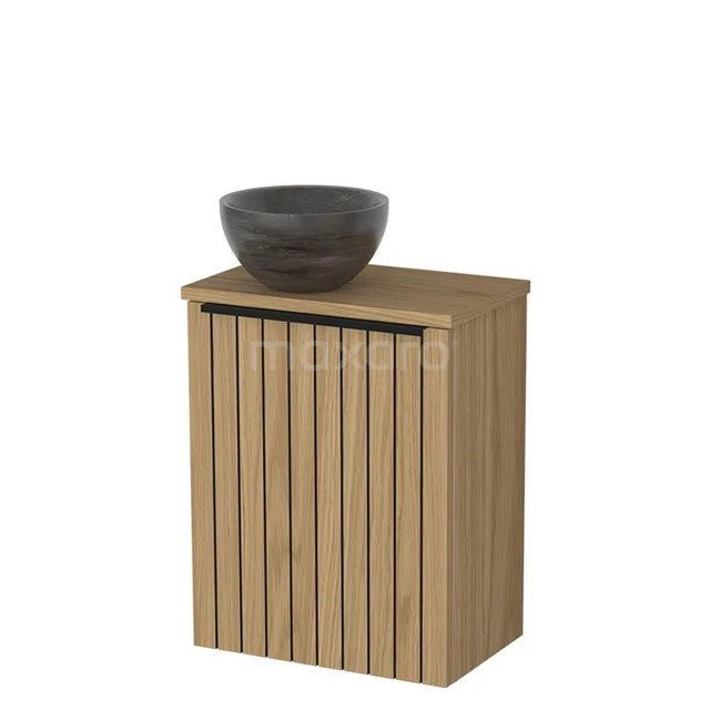 Toilet furniture with wash basin | 41 cm Natural veneer Strip front Blue stone Natural stone countertop wash basins Natural stone worktop Natural veneer worktop TMK10-16223