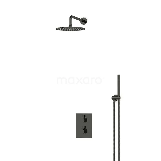 Radius Regenduschen Einbau | Schwarzchrom 25 cm Regenduschen Thermostatisch BIB55-00007