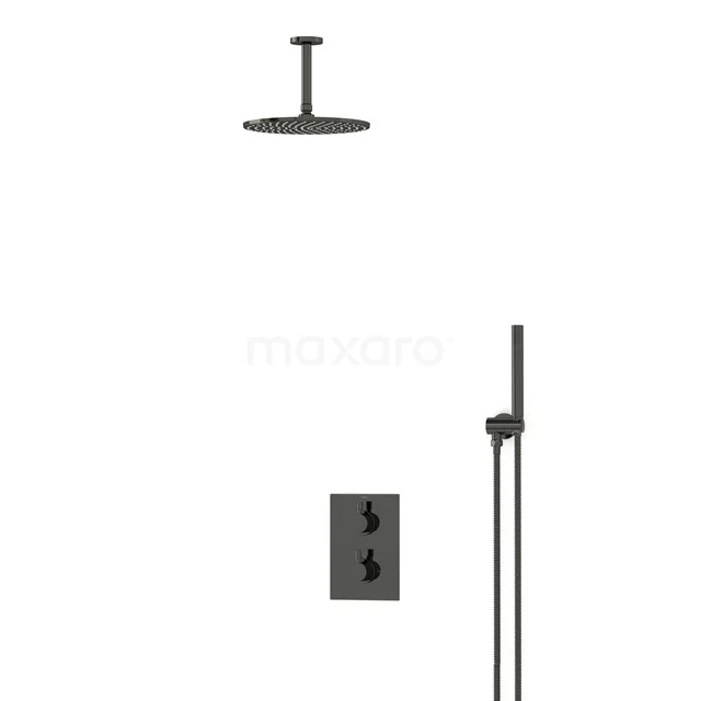 Radius Rain shower Built-in | Black chrome 25 cm Rain shower Thermostatic BIB55-00016
