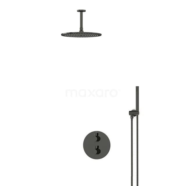 Radius Regenduschen Einbau | Schwarzchrom 30 cm Regenduschen Thermostatisch BIB55-00018