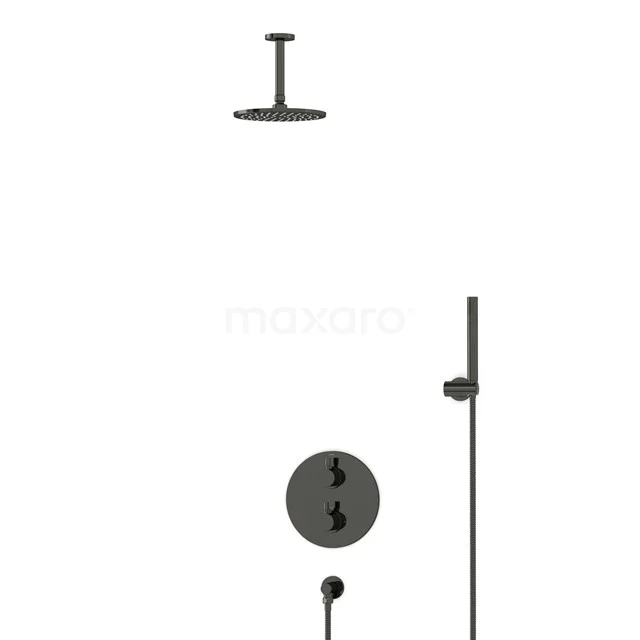 Radius Rain shower Built-in | Black chrome 20 cm Rain shower Thermostatic BIB55-00028