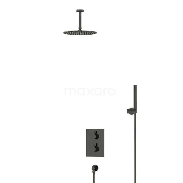 Radius Rain shower Built-in | Black chrome 25 cm Rain shower Thermostatic BIB55-00032