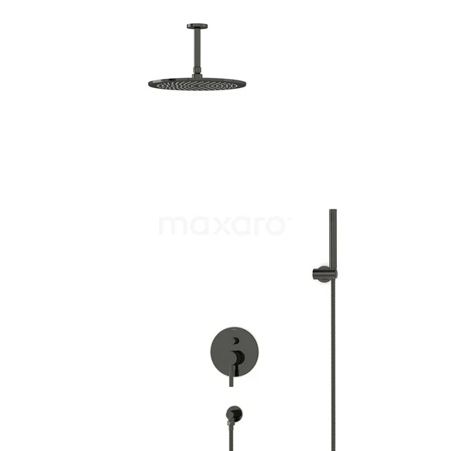 Radius Schwarzchrom Unterputz-Regenbrausegarnitur, Mischbatterie, 30cm Kopfbrause, Schwarzchrom BIB55-00036