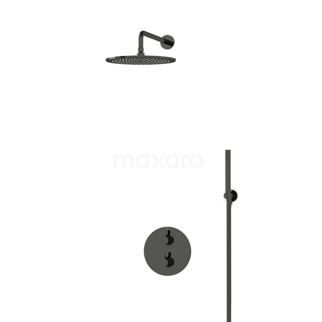 Radius Rain shower Built-in | Black chrome 30 cm Rain shower Thermostatic BIB55-00043