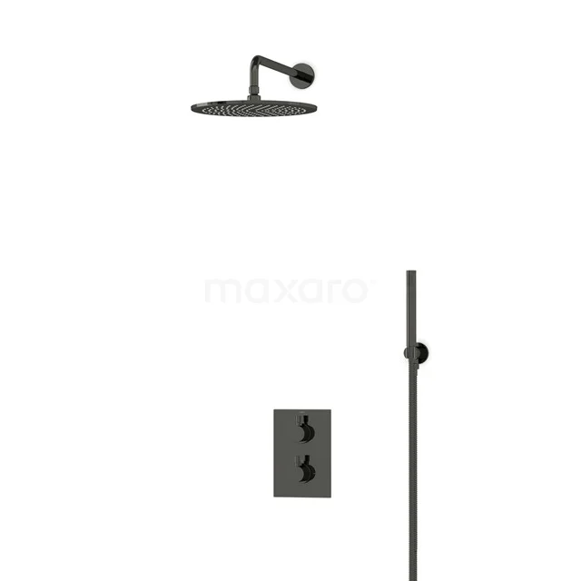 Radius Rain shower Built-in | Black chrome 30 cm Rain shower Thermostatic BIB55-00044