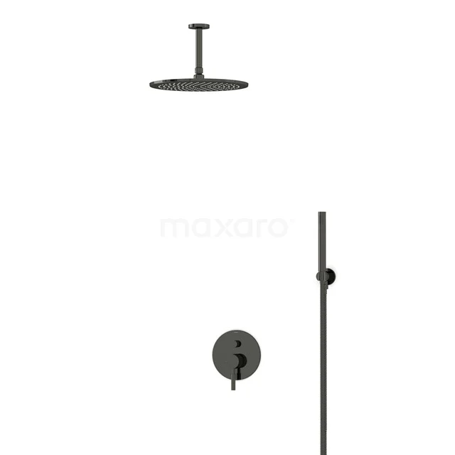 Radius Schwarzchrom Unterputz-Regenbrausegarnitur, Mischbatterie, 30cm Kopfbrause, Schwarzchrom BIB55-00054