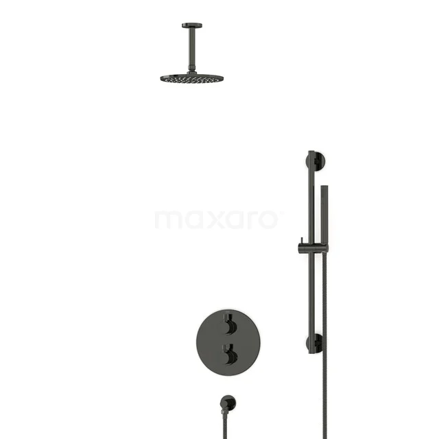 Radius Rain shower Built-in | Black chrome 20 cm Rain shower Thermostatic BIB55-00064