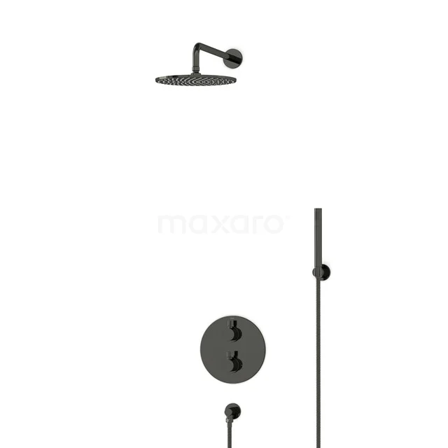 Radius Rain shower Built-in | Black chrome 25 cm Rain shower Thermostatic BIB55-00076
