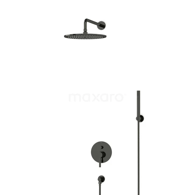 Radius Schwarzchrom Unterputz-Regenbrausegarnitur, Mischbatterie, 30cm Kopfbrause, Schwarzchrom BIB55-00081