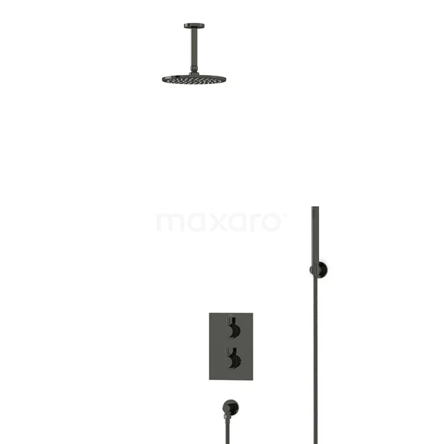 Radius Rain shower Built-in | Black chrome 20 cm Rain shower Thermostatic BIB55-00083