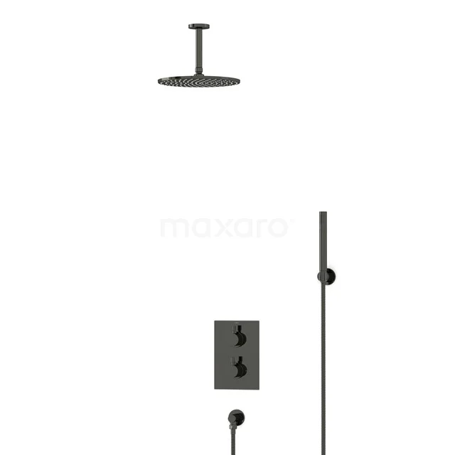 Radius Rain shower Built-in | Black chrome 25 cm Rain shower Thermostatic BIB55-00086
