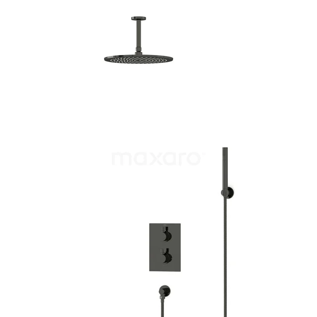 Radius Rain shower Built-in | Black chrome 30 cm Rain shower Thermostatic BIB55-00089