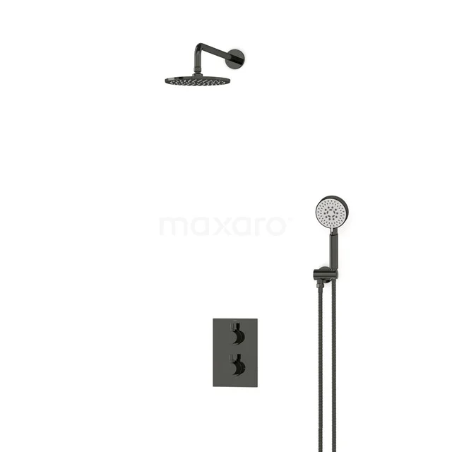 Radius Rain shower Built-in | Black chrome 20 cm Rain shower Thermostatic BIB55-00092