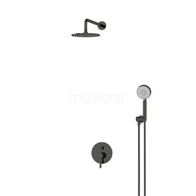 Radius Schwarzchrom Unterputz-Regenbrausegarnitur, Mischbatterie, 20cm Kopfbrause, Schwarzchrom BIB55-00093