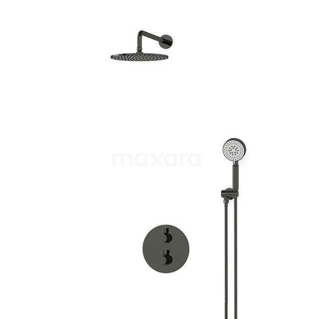 Radius Rain shower Built-in | Black chrome 25 cm Rain shower Thermostatic BIB55-00094