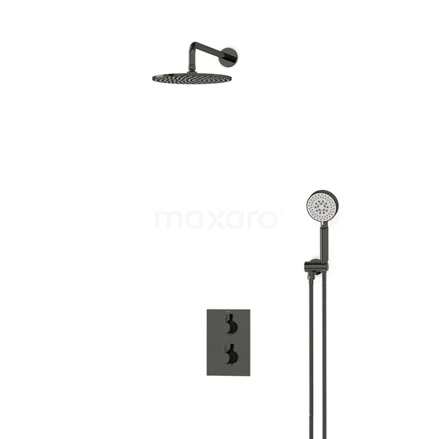 Radius Rain shower Built-in | Black chrome 25 cm Rain shower Thermostatic BIB55-00095