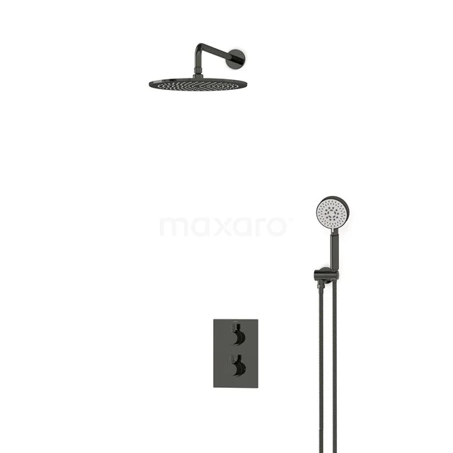 Radius Rain shower Built-in | Black chrome 30 cm Rain shower Thermostatic BIB55-00098