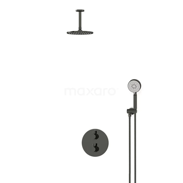 Radius Rain shower Built-in | Black chrome 20 cm Rain shower Thermostatic BIB55-00100