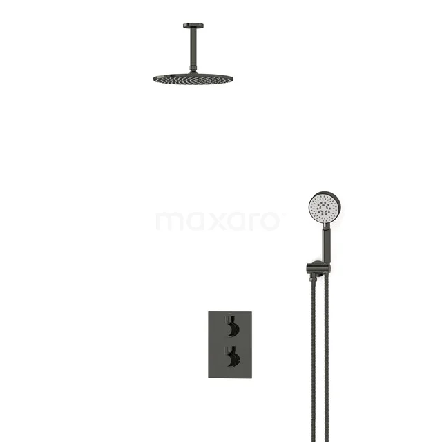 Radius Rain shower Built-in | Black chrome 25 cm Rain shower Thermostatic BIB55-00104